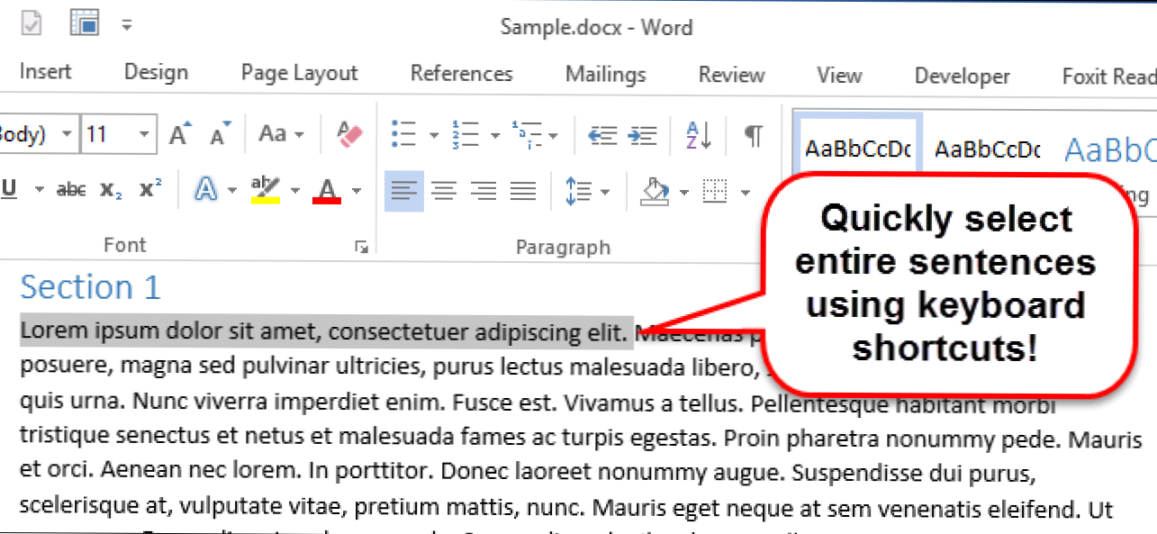 Jak szybko wybrać całe zdanie na raz w programie Word 2013 (Jak)