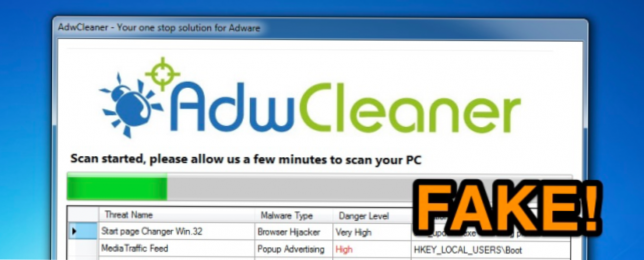 Hulluvertajat käyttävät AdwCleanerin väärennettyä versiota ihmisille (Miten)