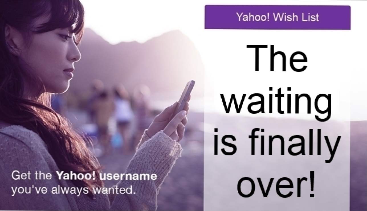 Yahoo sākt nosūtīt paziņojumus par "User name Wishlists" šodien (Kā)