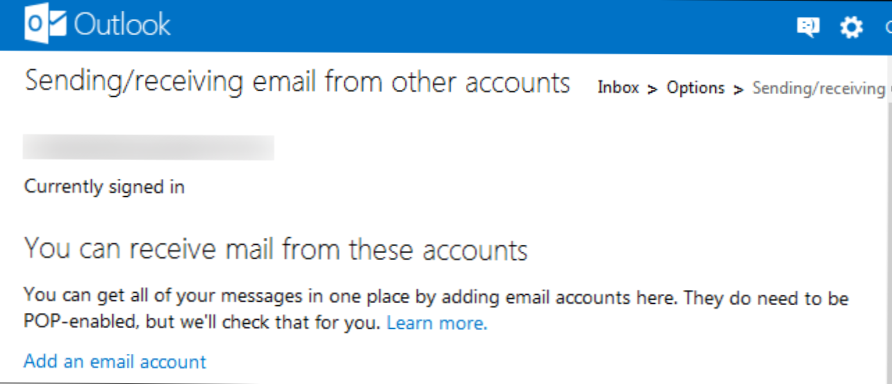 Kuinka yhdistää kaikki sähköpostiosoitteet yhdeksi Outlook.com-postilaatikoksi (Miten)