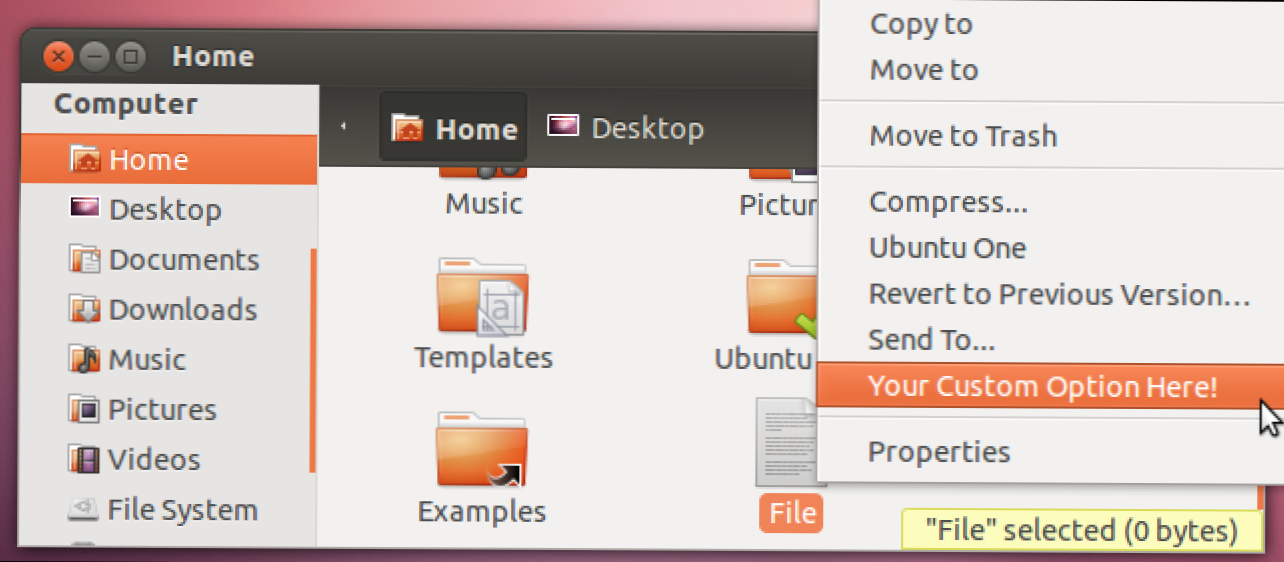 Jak łatwo dodać niestandardowe opcje prawego przycisku myszy do Menedżera plików Ubuntu (Jak)