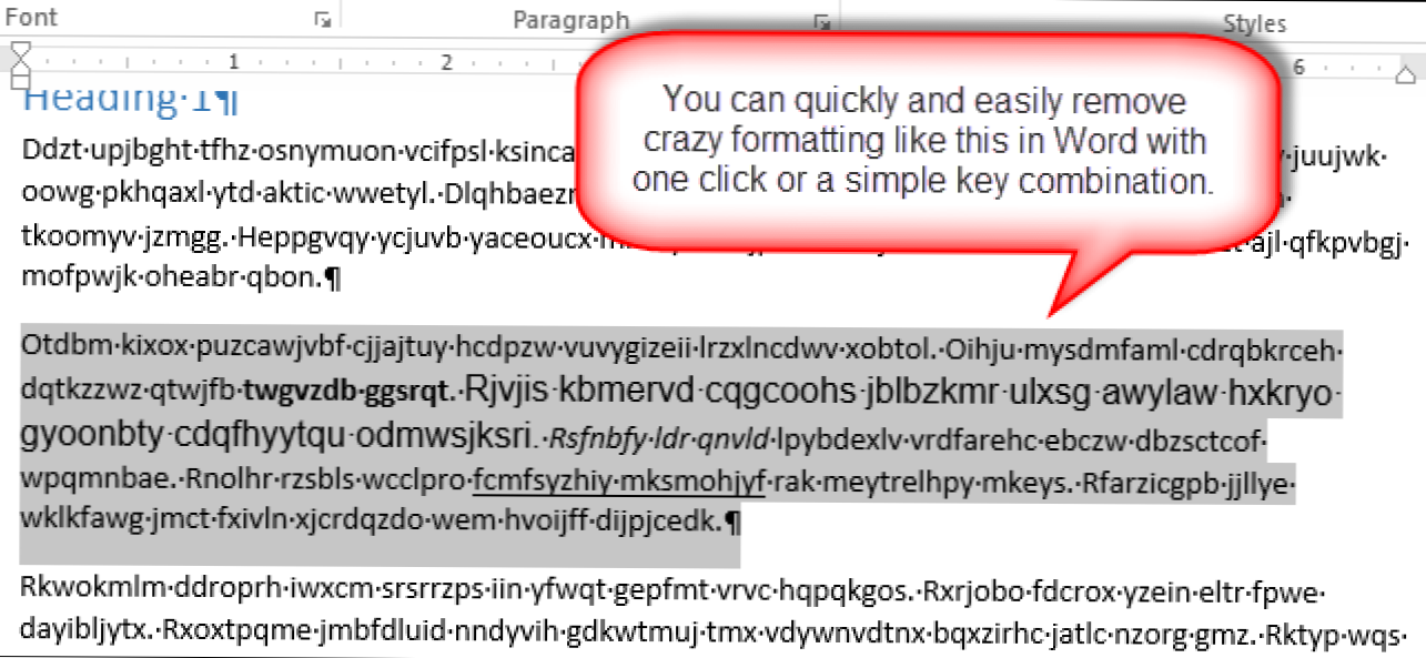 Как да премахнете всички форматиране от избран текст в Word 2013 Документи (Как да)