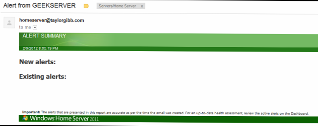Kā iestatīt e-pasta paziņojumus jūsu Windows Home Server (Kā)