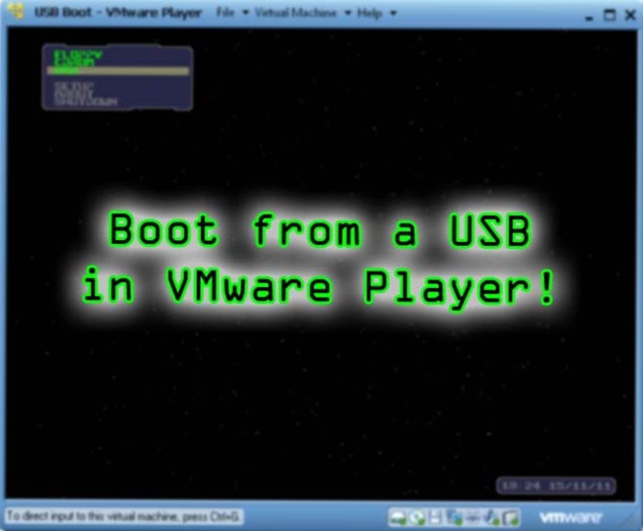 Käynnistetään VMware Virtual Machine USB-asemasta (Miten)