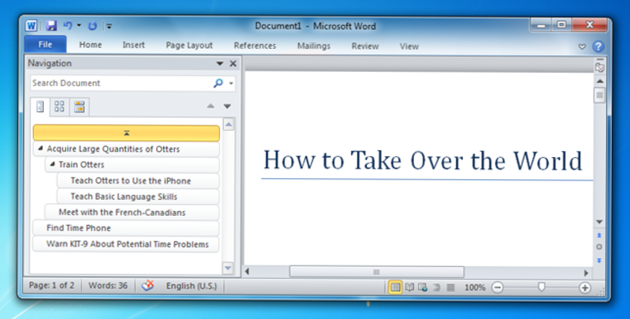 Gunakan Panel Navigasi di Word 2010 untuk dengan mudah mengatur ulang dokumen (Bagaimana caranya)
