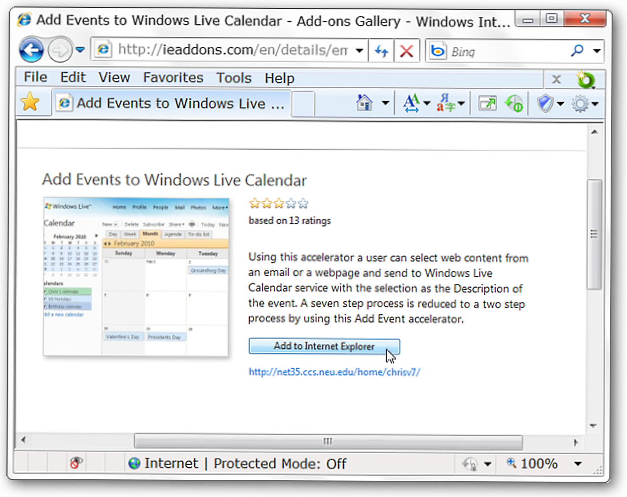 Dodaj događaje u Windows Live Calendar u IE 8 (Kako da)