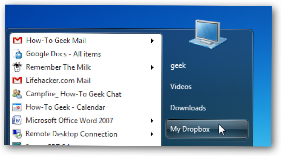 Dodaj "Moj Dropbox" na svoj Windows 7 izbornik Start (Kako da)