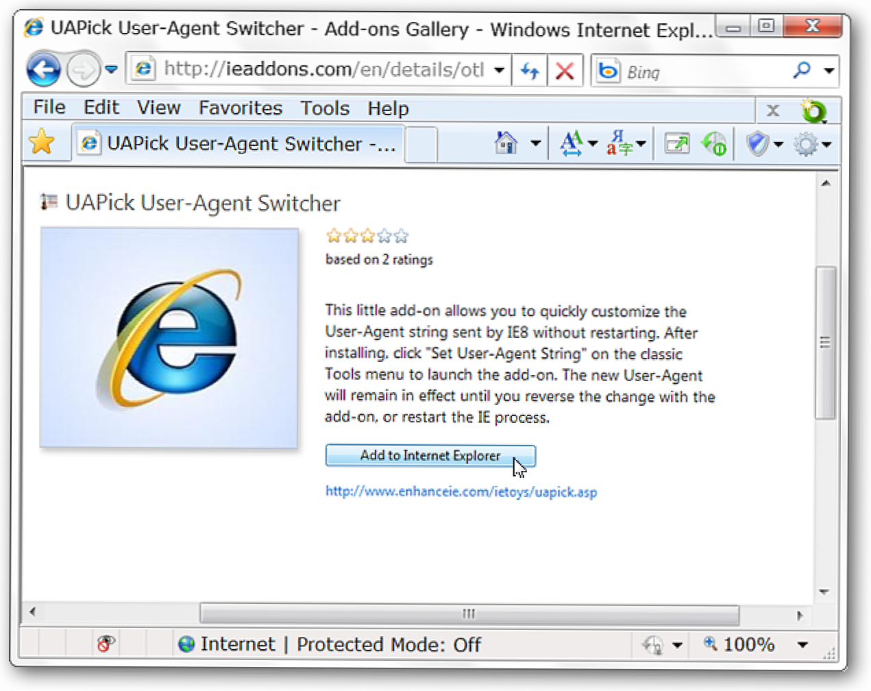 Promijenite User Agent String u programu Internet Explorer 8 (Kako da)