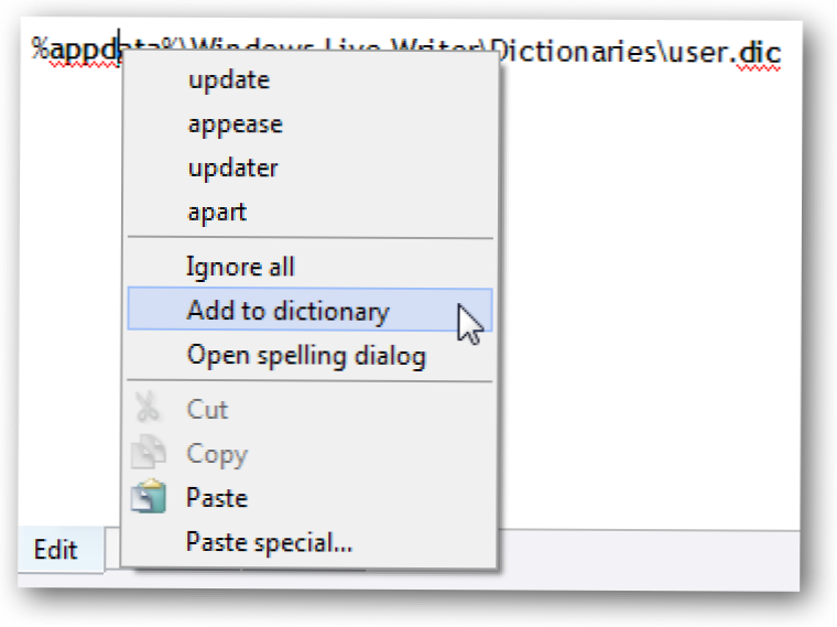 Rediģējiet Windows Live Writer pielāgoto vārdnīcu (Kā)
