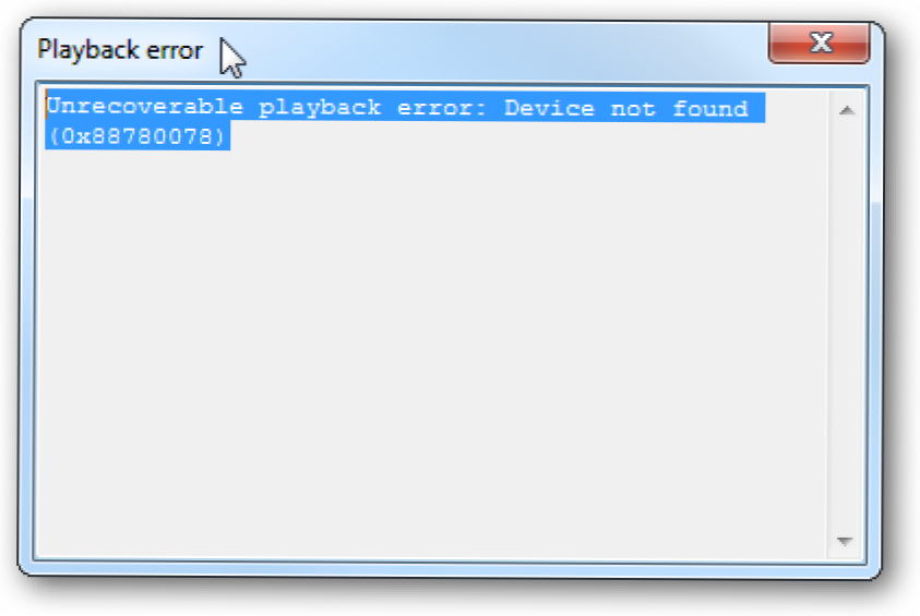 Fix za uređaj nije pronađen (0x88780078) u Foobar2000 (Kako da)