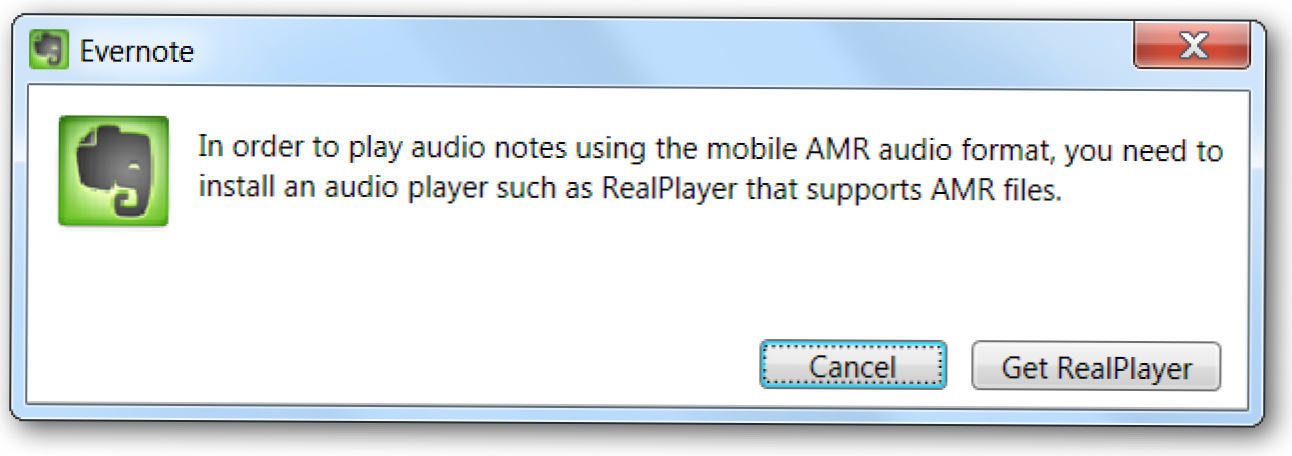 Jak odtwarzać nagrane mobilne audio (.AMR) w Evernote bez RealPlayera (Jak)