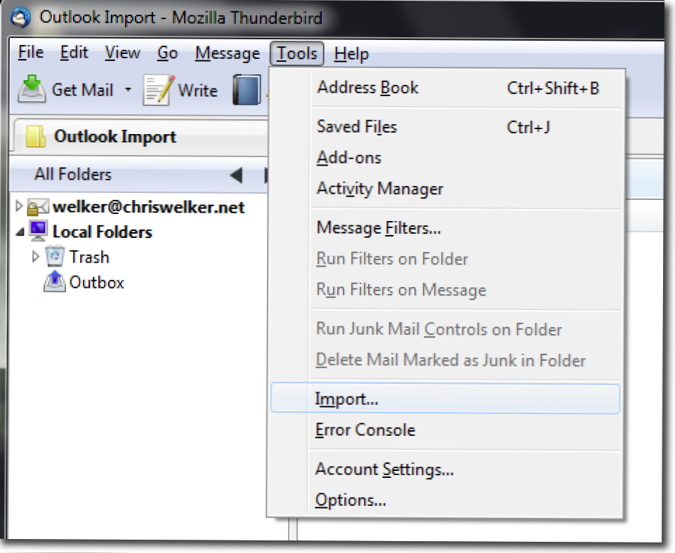 Impor Email Dari Outlook ke Apple Mail.app Menggunakan Thunderbird (Bagaimana caranya)