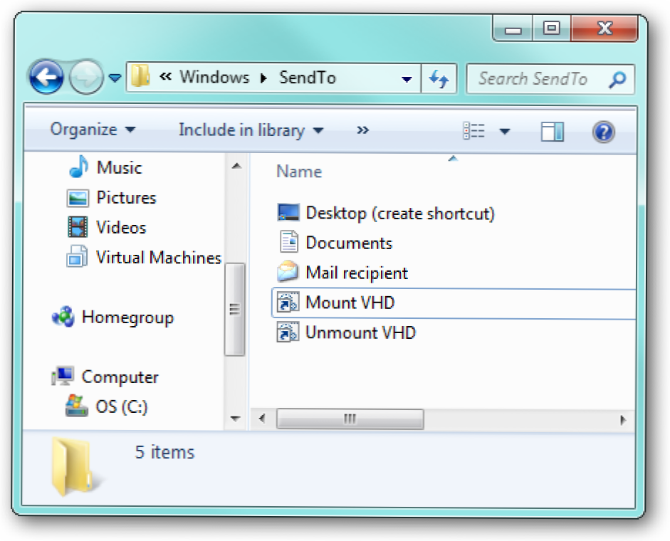 Uzstādiet un noņemiet VHD failu programmā Windows Explorer, izmantojot peles labo pogu (Kā)