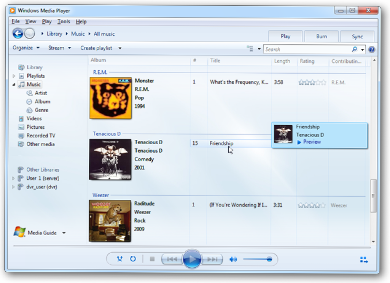 Vizualizați rapid melodiile din Windows Media Player 12 în Windows 7 (Cum să)