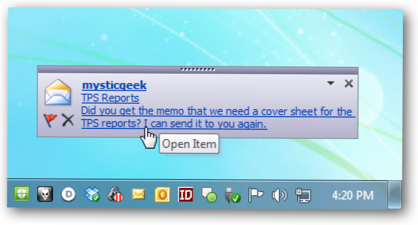 Dezactivați Alertele de e-mail din Desktop în Outlook 2010 (Cum să)