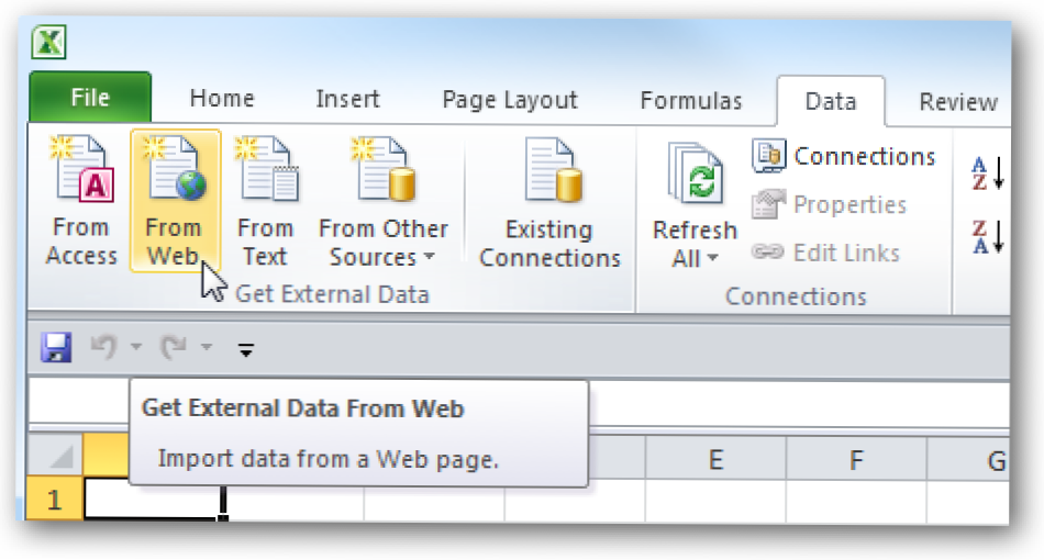 Utilizați datele online în foi de calcul Excel 2010 (Cum să)